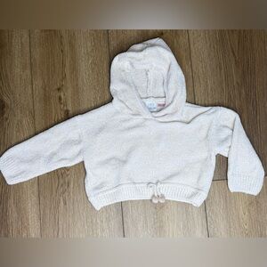 Zara Crop Cream Hooded Knit Top
